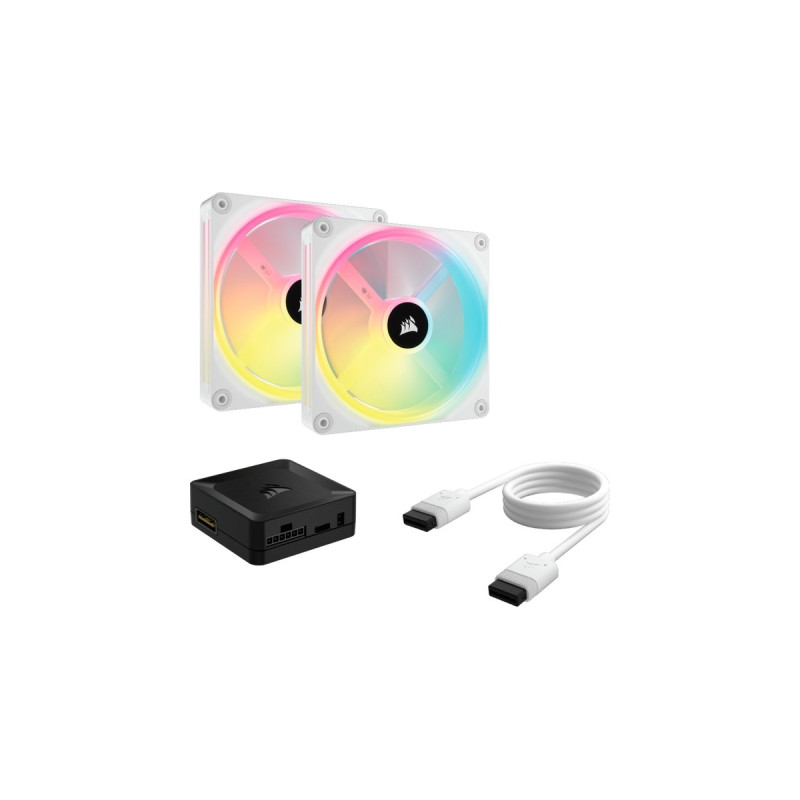 Corsair iCUE LINK QX140 RGB 140-mm-PWM-Lüfter, Gehäuselüfter(weiß, Starter-Kit)