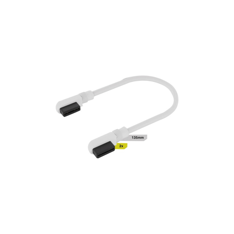 Corsair iCUE LINK Slim-Kabel, 135mm, 90° abgewinkelt(weiß, 2 Stück)
