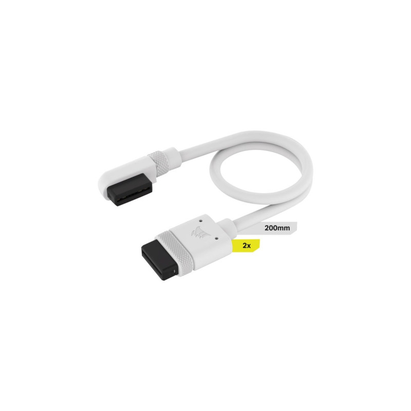 Corsair iCUE LINK Slim-Kabel, 200mm, 90° abgewinkelt(weiß, 2 Stück)