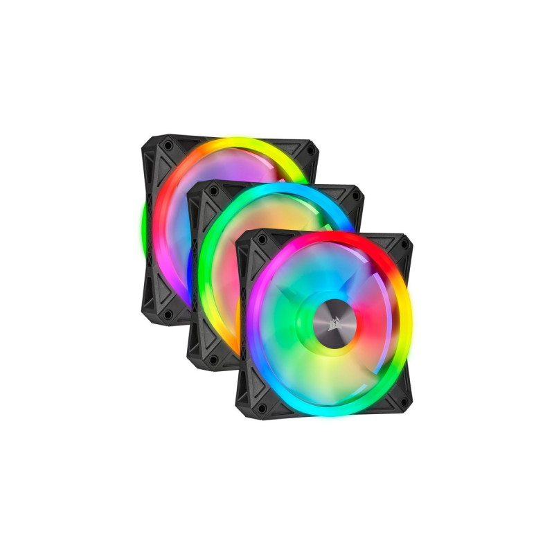Corsair iCUE QL120 RGB 3er 120x120x25, Gehäuselüfter(schwarz, 3er Pack, inkl Lighting Node CORE)