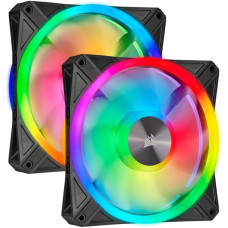 Corsair iCUE QL140 RGB 2er 140x140x25, Gehäuselüfter(schwarz, 2er Pack, inkl Lighting Node CORE)