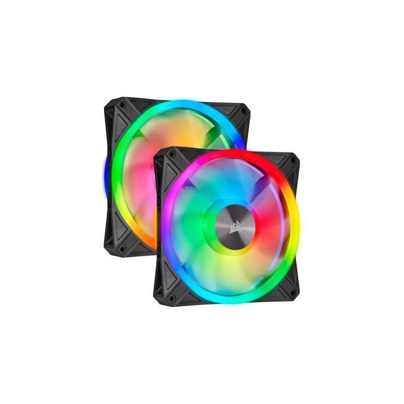 Corsair iCUE QL140 RGB 2er 140x140x25, Gehäuselüfter(schwarz, 2er Pack, inkl Lighting Node CORE)