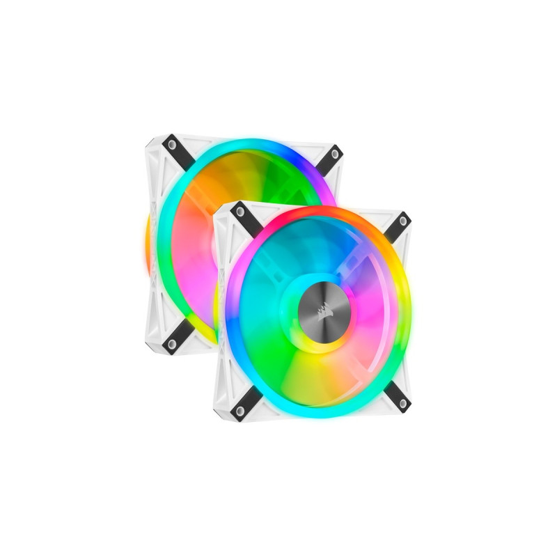 Corsair iCUE QL140 RGB 2er 140x140x25, Gehäuselüfter(weiß, 2er Pack, inkl Lighting Node CORE)