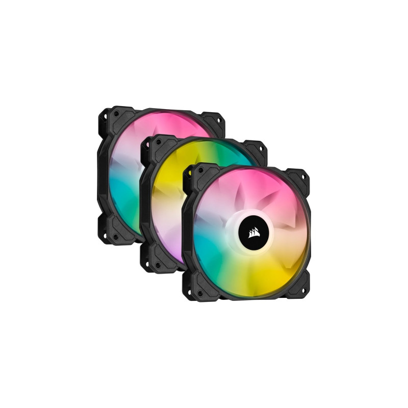 Corsair iCUE SP120 RGB Elite Performance 3er 120x120x25, Gehäuselüfter(schwarz/transparent, 3er Pack, inkl. iCUE Lighting Node CORE)