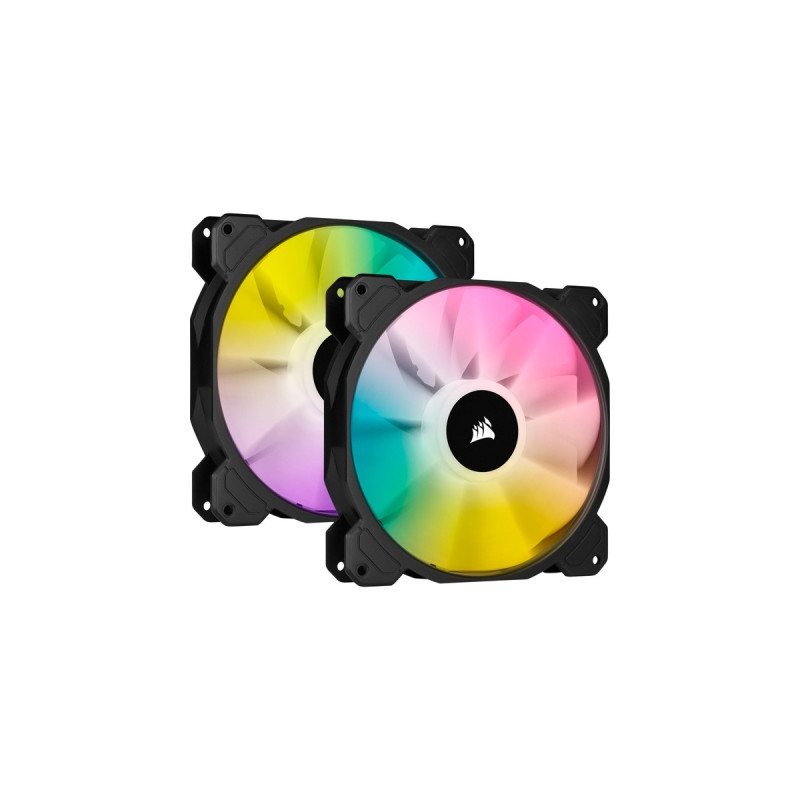 Corsair iCUE SP140 RGB Elite Performance 2er 140x140x25, Gehäuselüfter(schwarz, 2er Pack, inkl. iCUE Lighting Node CORE)