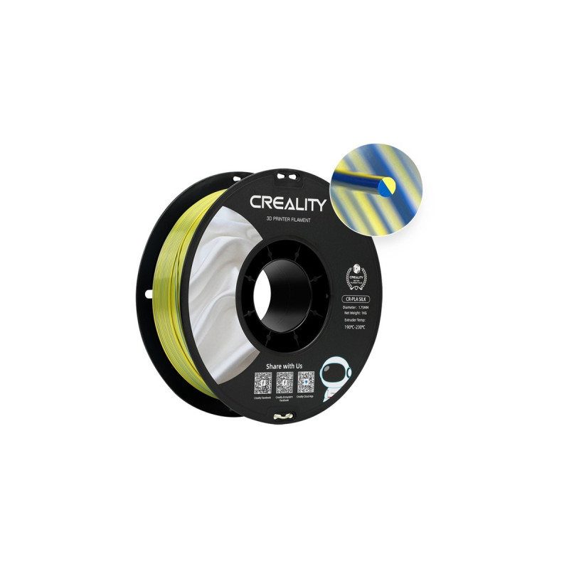 Creality CR-Silk PLA Filament Blau/Gelb, 3D-Kartusche(1 kg, 1,75 mm, auf Rolle)