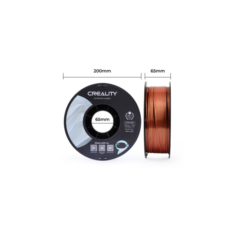 Creality CR-Silk PLA Filament Kupferrot, 3D-Kartusche(1 kg, 1,75 mm, auf Rolle)