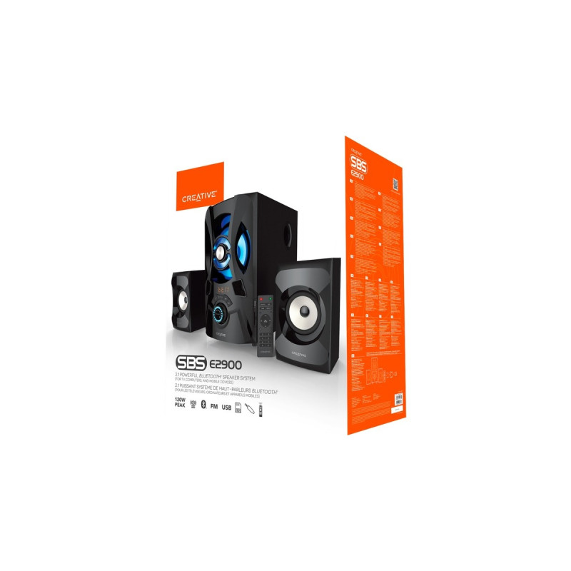 Creative SBS E2900, Lautsprecher(schwarz, Bluetooth, Radio, Klinke)
