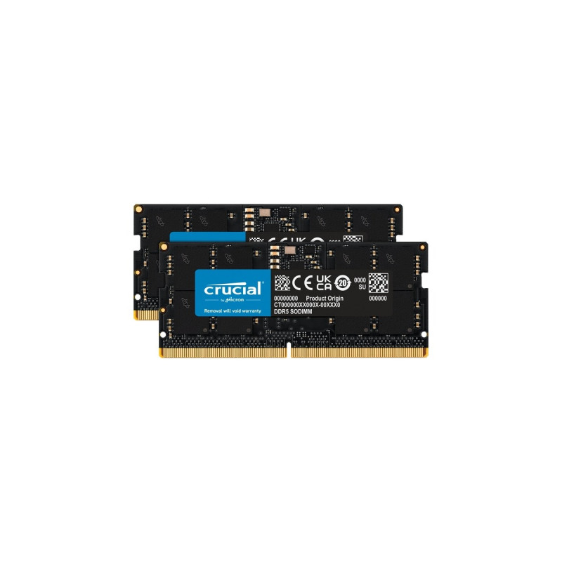 Crucial SO-DIMM 16 GB DDR5-4800 (2x 8 GB) Dual-Kit, Arbeitsspeicher(schwarz, CT2K8G48C40S5)