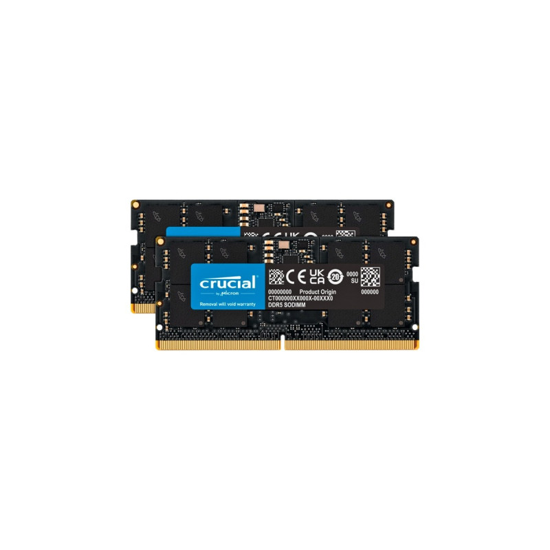 Crucial SO-DIMM 48 GB DDR5-5600 (2x 24 GB) Dual-Kit, Arbeitsspeicher(schwarz, CT2K24G56C46S5)
