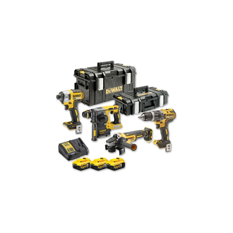 DEWALT Akku-Maschinen Set DCK422P3, 18Volt, Werkzeug-Set(gelb/schwarz, 3x Li-Ionen Akku 5,0Ah, in 2 Tough.Boxen)