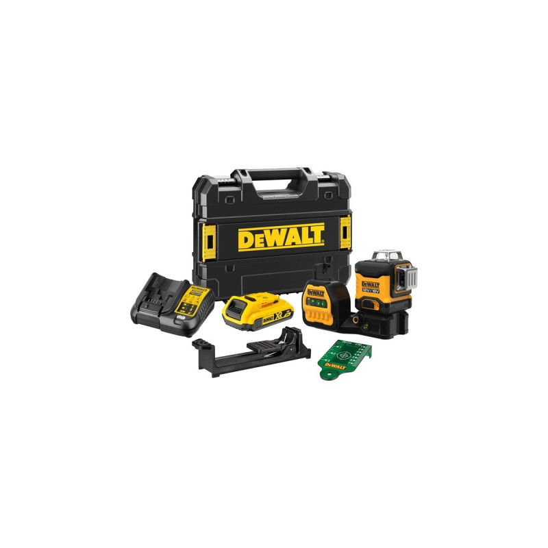 DEWALT Akku-Multilinienlaser 3x360° DCE089D1G18-QW, 18Volt, Kreuzlinienlaser(schwarz/gelb, mit grünen Laserlinien)