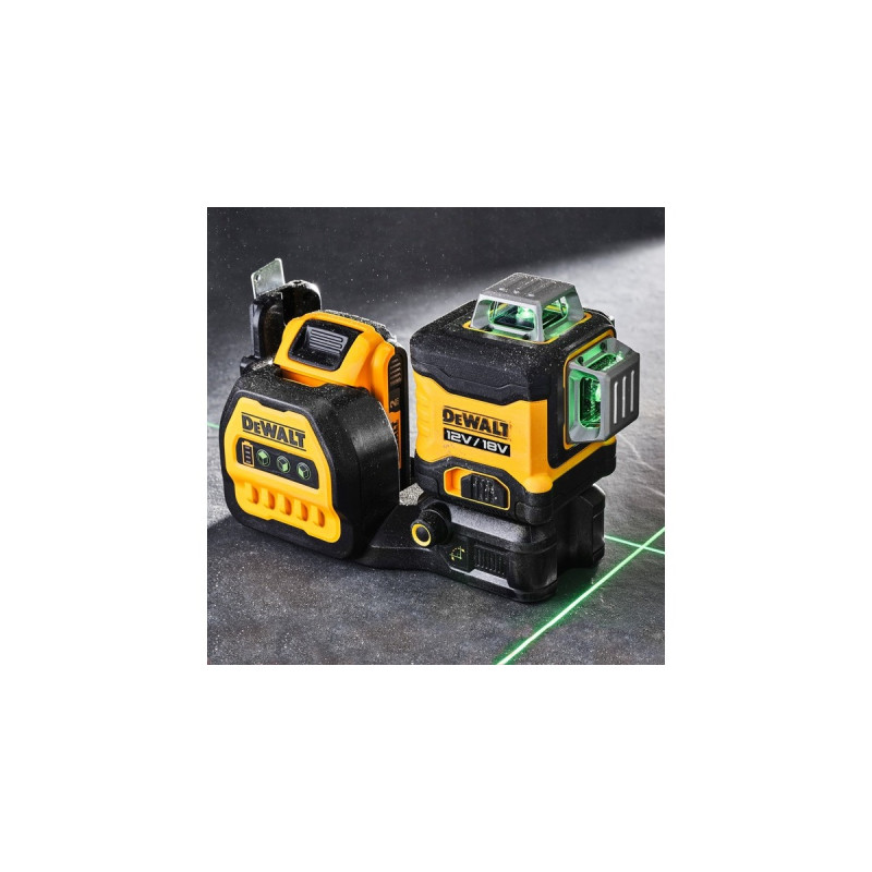 DEWALT Akku-Multilinienlaser 3x360° DCE089D1G18-QW, 18Volt, Kreuzlinienlaser(schwarz/gelb, mit grünen Laserlinien)