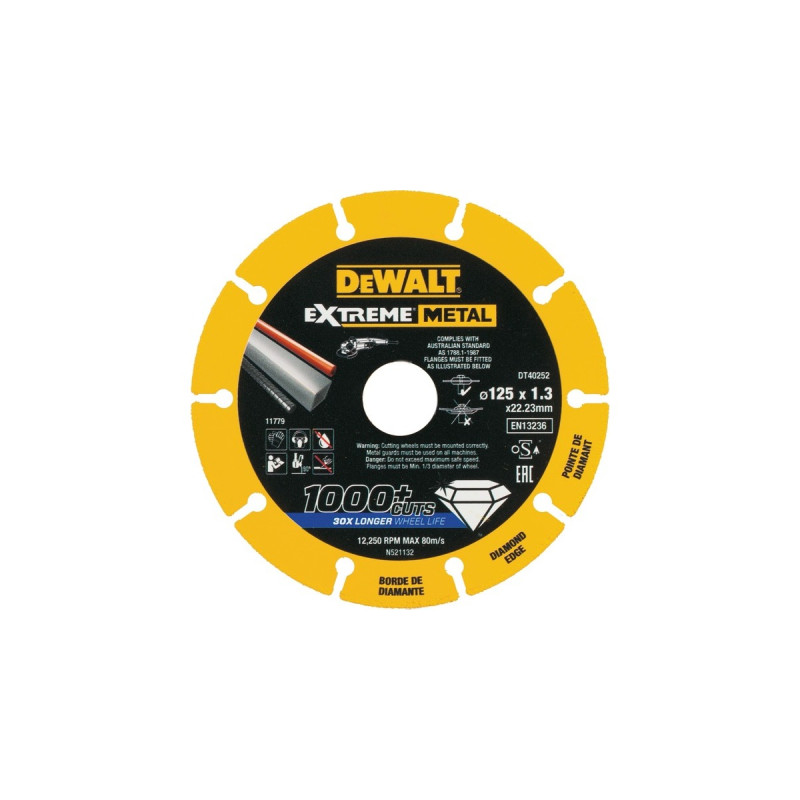 DEWALT Diamanttrennscheibe Extreme Metal DT40252, Ø 125mm(Bohrung 22,23mm)