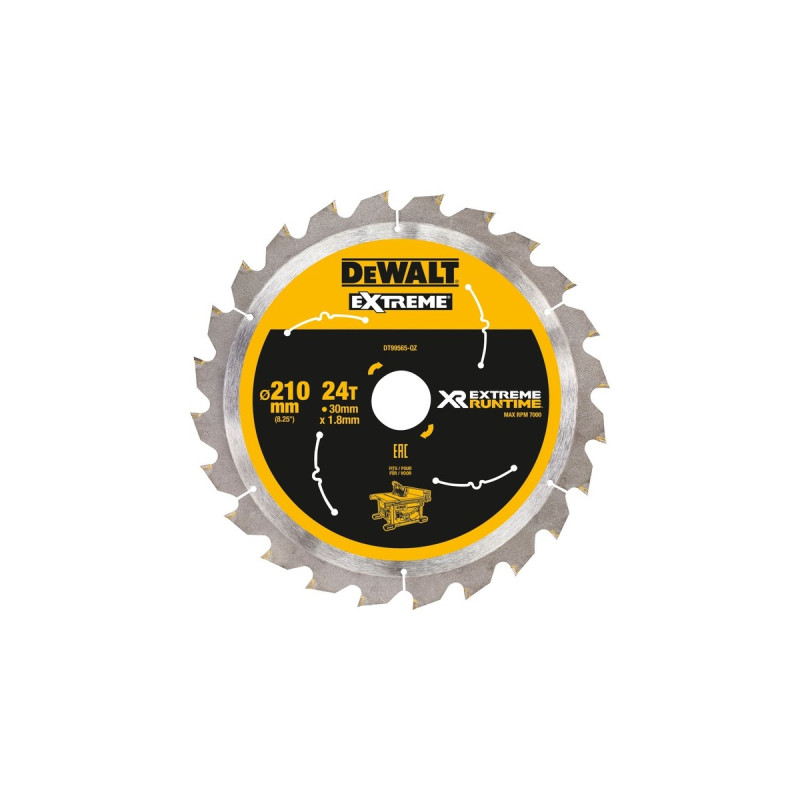 DEWALT Kreissägeblatt XR EXTREME RUNTIME DT99565, Ø 210mm, 24Z(Bohrung 30mm, für Akku-Tischsägen)