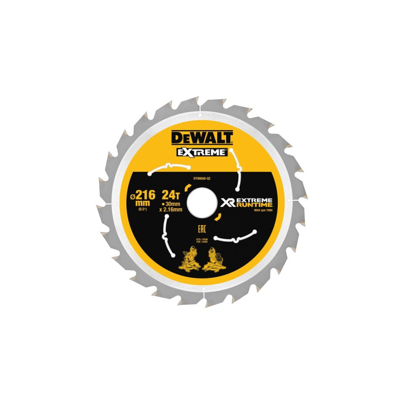 DEWALT Kreissägeblatt XR EXTREME RUNTIME DT99568, Ø 216mm, 24Z(Bohrung 30mm, für Akku-Paneelsägen)
