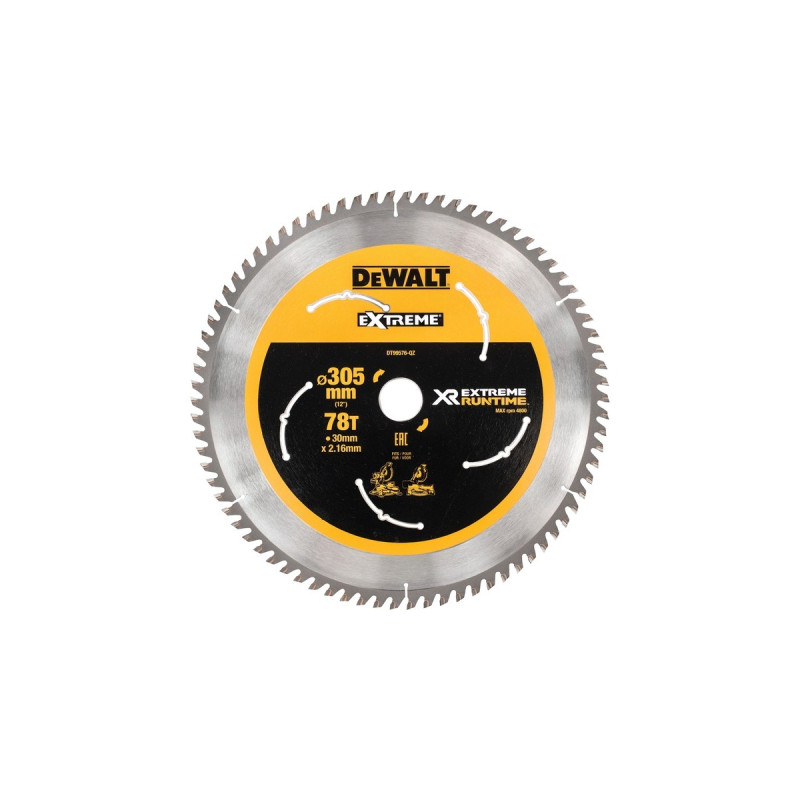 DEWALT Kreissägeblatt XR EXTREME RUNTIME DT99576, Ø 305mm, 78Z(Bohrung 30mm, für Akku-Paneelsägen)
