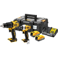 DEWALT POWERSTACK Akku-Kombo-Pack DCK2062E2T, 18Volt, mit Schlagschrauber, Schlagbohrschrauber(gelb/schwarz, 2x POWERSTACK Li-Ion-Akku 1,7 Ah, in T STAK Box II)