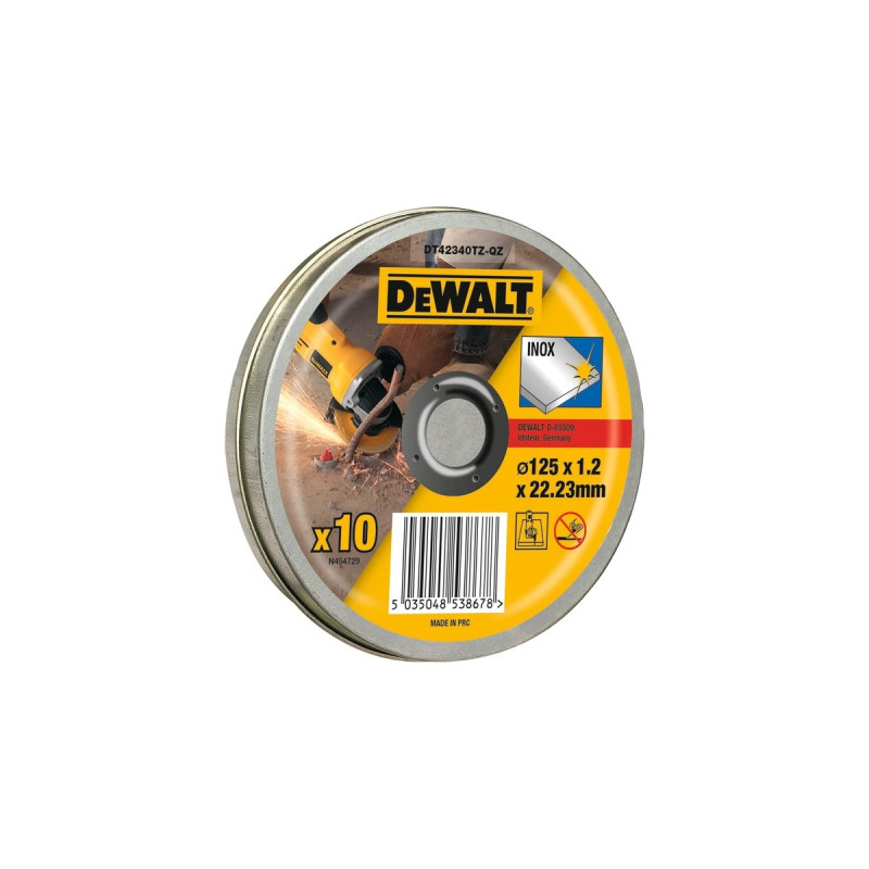 DEWALT Trennscheibe Edelstahl DT42340TZ, Ø 125mm(10 Stück, Bohrung 22,23mm, A 60 TBF)