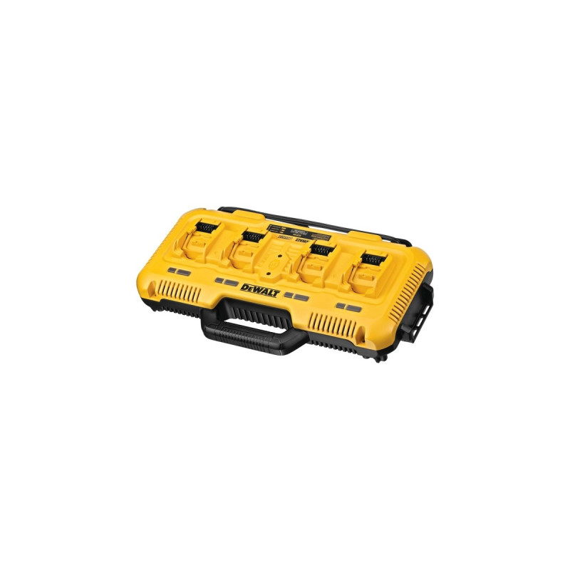 DEWALT Vierfach-Schnelladegerät DCB104(gelb/schwarz, für 10,8 V / 14,4 V / 18 V XR- bzw. XR FLEXVOLT Li-Ion-Akkus)