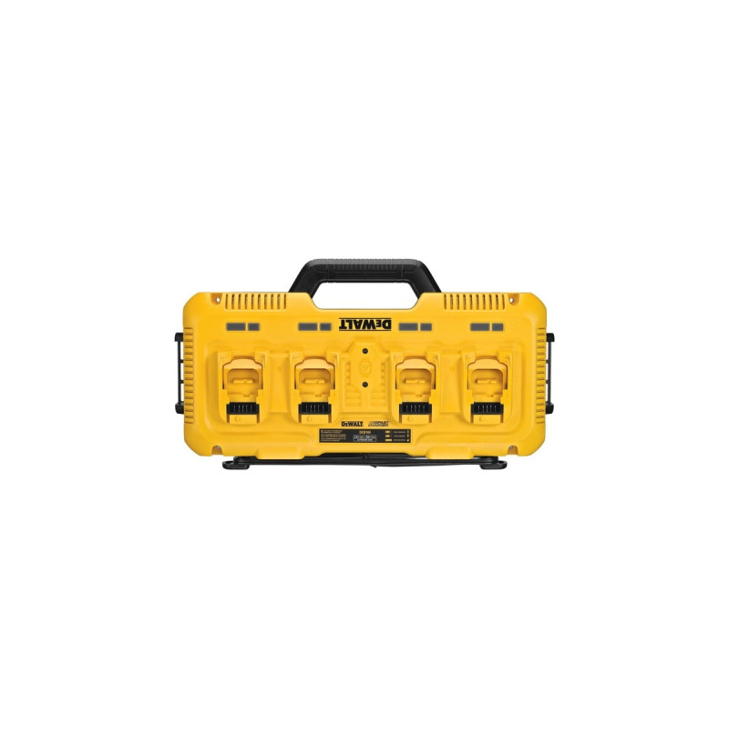 DEWALT Vierfach-Schnelladegerät DCB104(gelb/schwarz, für 10,8 V / 14,4 V / 18 V XR- bzw. XR FLEXVOLT Li-Ion-Akkus)