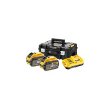 DEWALT XR FLEXVOLT AKKU 2er-Set(schwarz/gelb, Schnellladegerät, 2x Akku, T STAK-Box II, Akku-Trage)