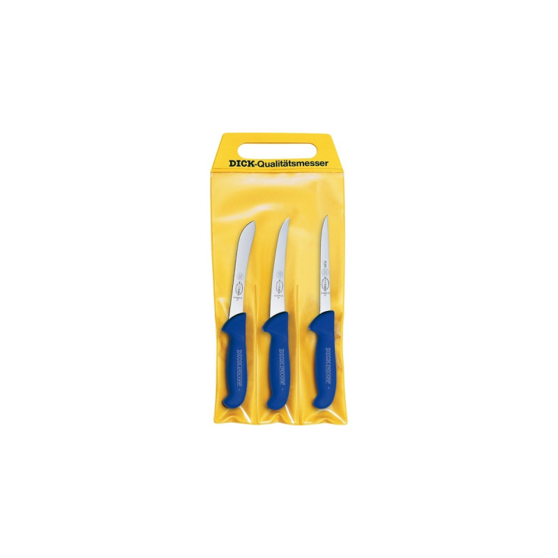 DICK ErgoGrip Messersatz Fisch, 3-teilig(blau, Sortiermesser, 2 Ausbeinmesser)