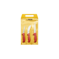 DICK ErgoGrip Messersatz Jagd, Indoor, 3-teilig(rot, Stechmesser, Ausbeinmesser, Abhäutemesser)