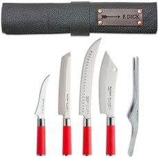 DICK Leder-Rolltasche "Red Spirit", 5-teilig, Besteck(schwarz/rot)