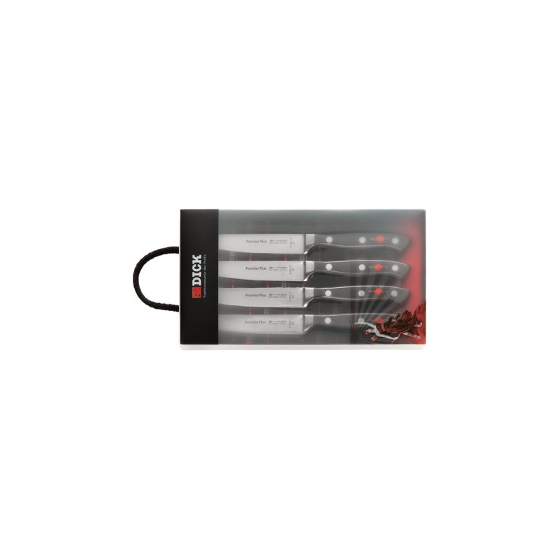 DICK Premier Plus Steakmesser-Set, Wellenschliff(schwarz/silber, 4-teilig)