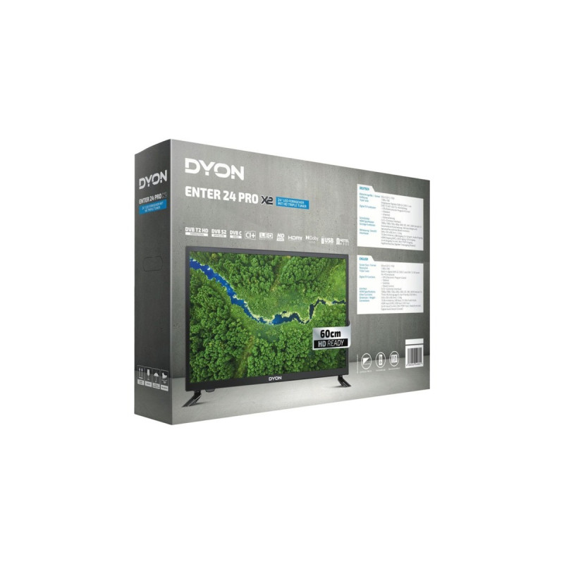 DYON ENTER 24 PRO X2, LED-Fernseher(60 cm (24 Zoll), schwarz, WXGA, Triple Tuner, HDMI)