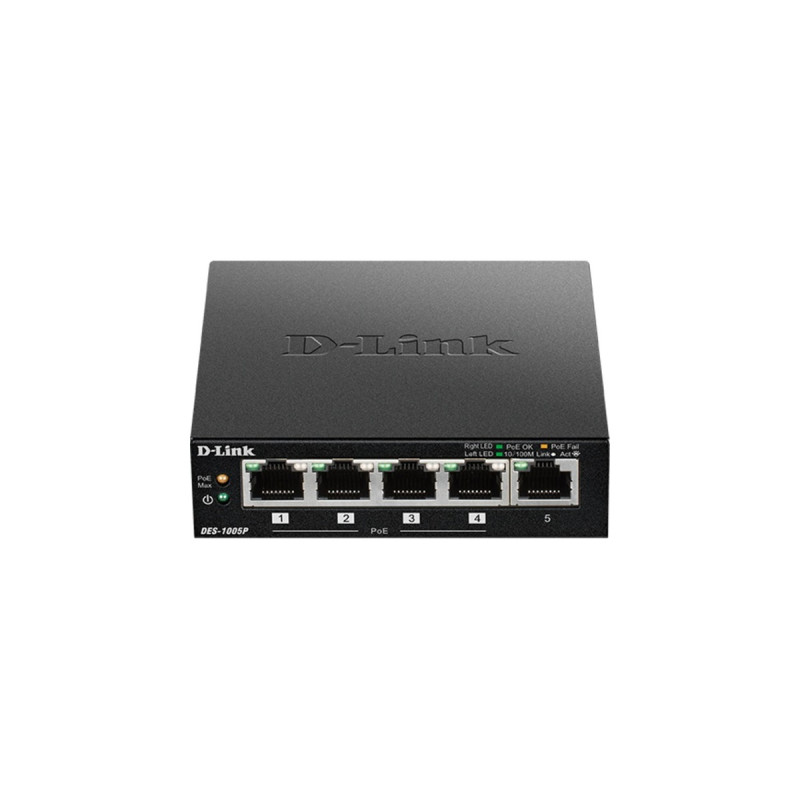 D-Link DES-1005P, Switch(schwarz)