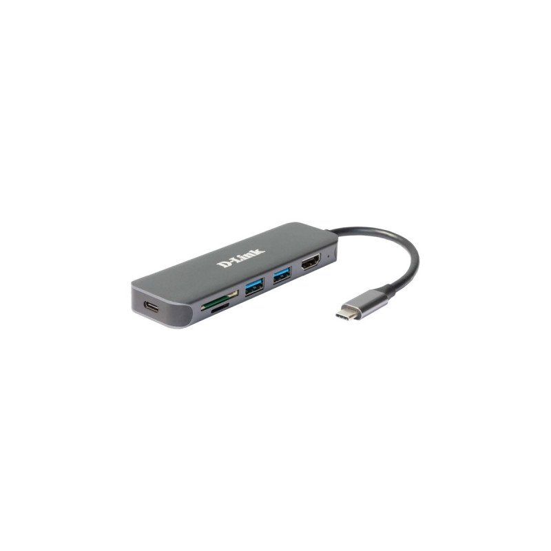 D-Link DUB-2327, Dockingstation(silber, HDMI, USB-A, USB-C PD, SD- und microSD-Karten)