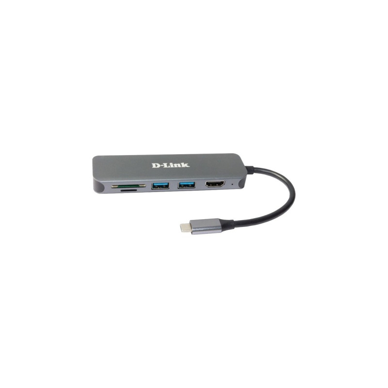 D-Link DUB-2327, Dockingstation(silber, HDMI, USB-A, USB-C PD, SD- und microSD-Karten)