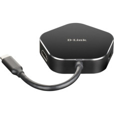 D-Link DUB-M420 4‑in‑1 USB‑C Hub mit HDMI/USB‑C Ladeanschluss, USB-Hub(schwarz/silber)