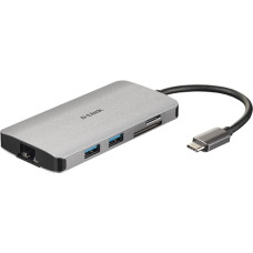 D-Link DUB-M810 8‑In‑1 USB‑C Hub, Dockingstation(grau, HDMI, USB-C PD, RJ-45)