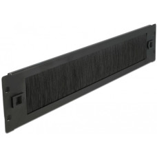 DeLOCK 19" Kabelmanagement Bürstenleiste, Kabelführung(schwarz, werkzeugfrei, 2 HE)