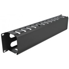 DeLOCK 19" Kabelmanagement Rangierpanel mit 4 Öffnungen, Kabelführung(schwarz, 2 HE)