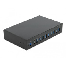 DeLOCK 25,4 cm (10") Industrie Hub 10 x USB 3.2 Gen 1 Typ-A, USB-Hub(schwarz)