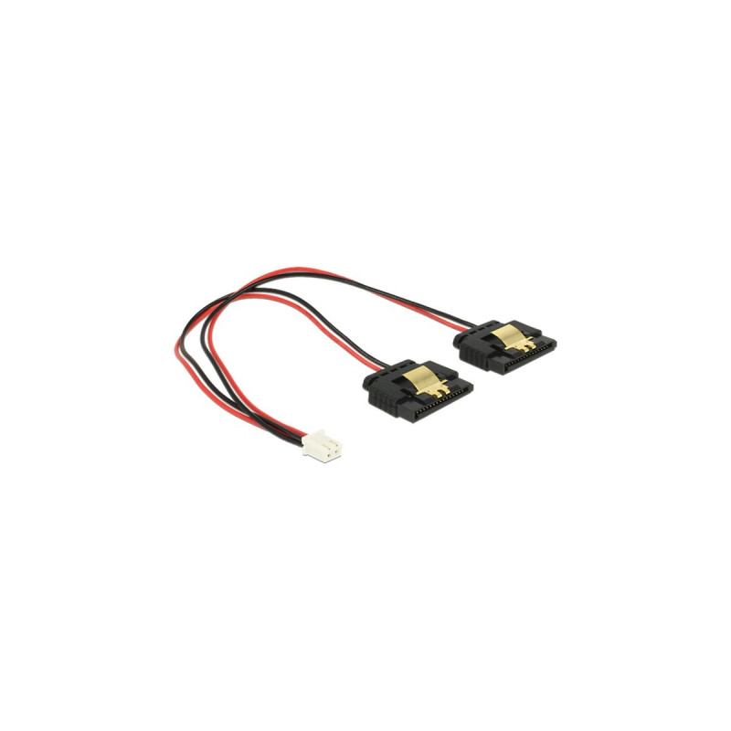 2x SATA 15Pin Buchse, Y-Kabel(schwarz/rot, 20cm)