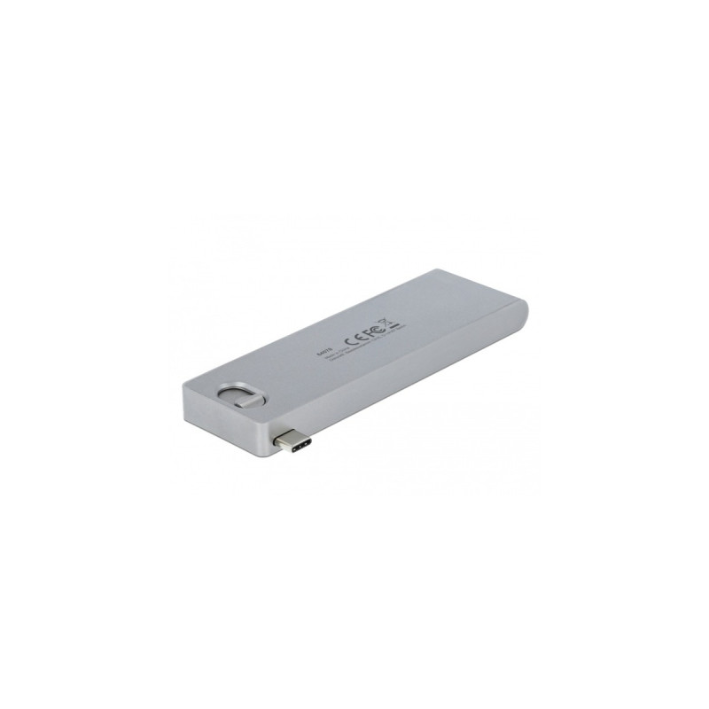 DeLOCK 3 Port Hub und 2 Slot Card Reader, Kartenleser(silber, USB-C 3.2 Gen 1)
