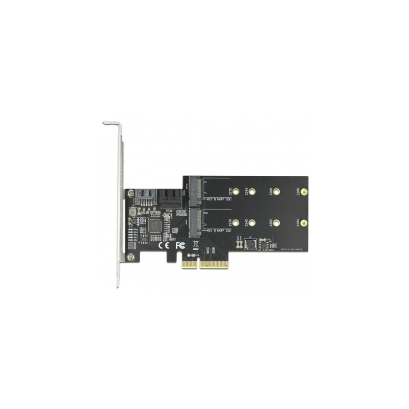 DeLOCK 3 Port SATA + M.2 Key B PCIe x4 Low Profile, Schnittstellenkarte