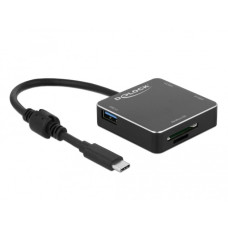 DeLOCK 3 Port USB 3.1 Gen 1 Hub mit USB Type-C und SD + MicroSD Slot, USB-Hub(schwarz)