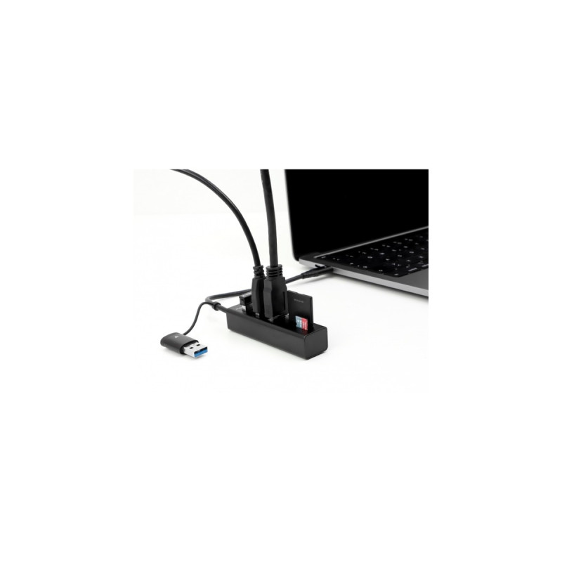 DeLOCK 3 Port USB 3.2 Gen 1 Hub + SD und Micro SD Card Reader mit USB Type-C oder USB Typ-A Anschluss, USB-Hub