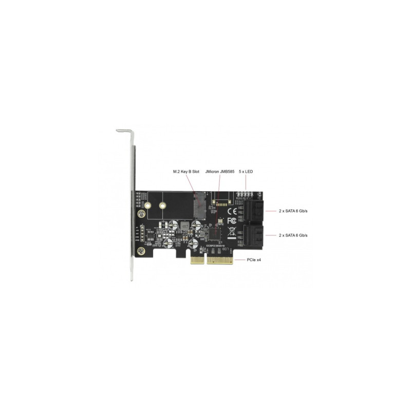 DeLOCK 4 Port SATA und 1 Slot M.2 Key B PCI Express x4 Karte - Low Profile Formfaktor, Adapter