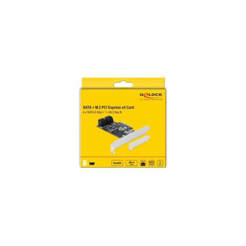 DeLOCK 4 Port SATA und 1 Slot M.2 Key B PCI Express x4 Karte - Low Profile Formfaktor, Adapter