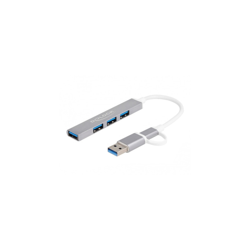 DeLOCK 4 Port Slim USB Hub mit USB Type-C oder USB Typ-A, USB-Hub