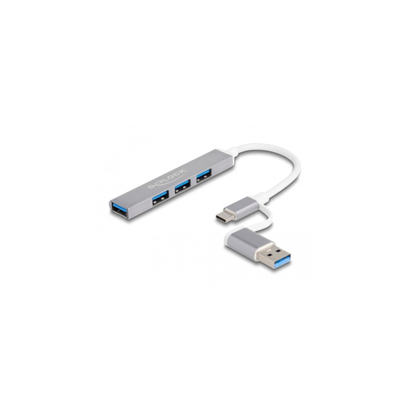 DeLOCK 4 Port Slim USB Hub mit USB Type-C oder USB Typ-A, USB-Hub