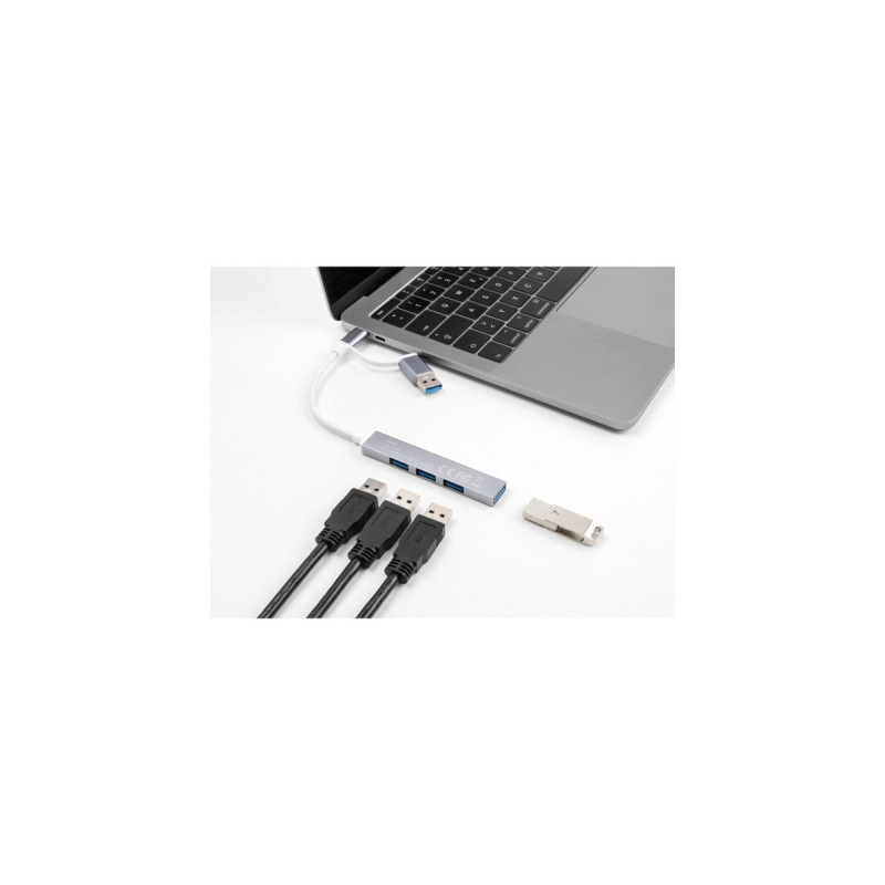 DeLOCK 4 Port Slim USB Hub mit USB Type-C oder USB Typ-A, USB-Hub