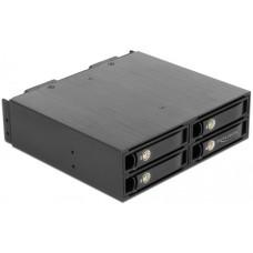 DeLOCK 5.25″ Wechselrahmen für 4 x 2.5″ U.2 NVMe SSD, Einbaurahmen(schwarz, mit abschließbaren Trays)